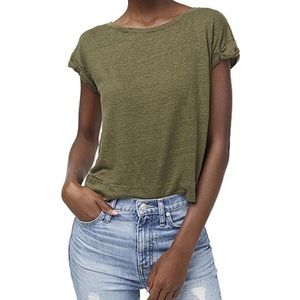 J. Crew 100% Linen T-shirt in Olive Green